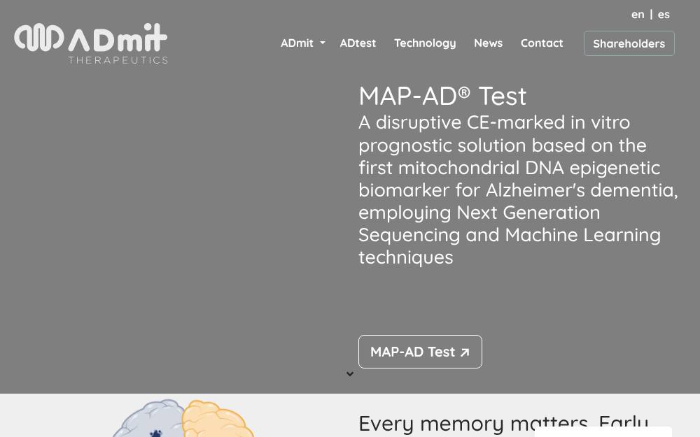 Portada de la web de Admit
