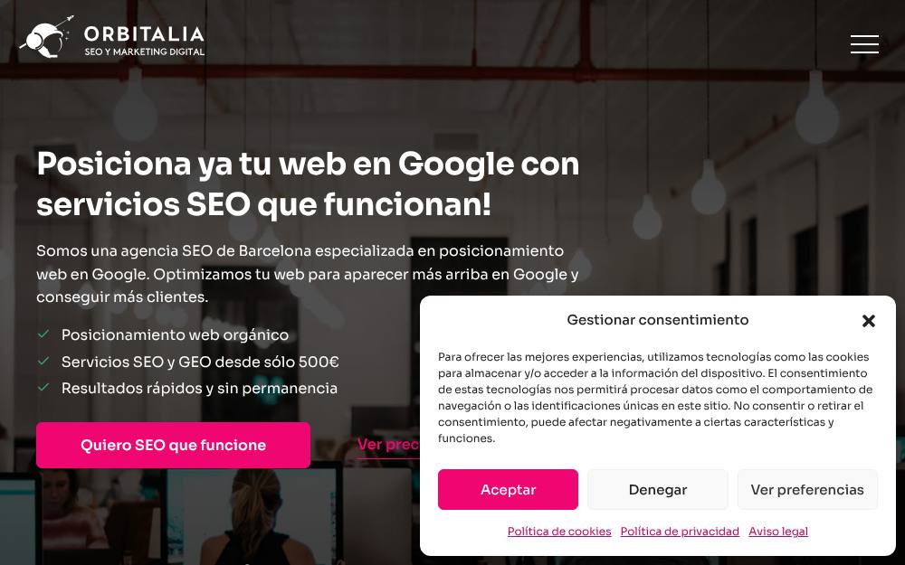 Portada de la web de Agencia Seo Orbitalia