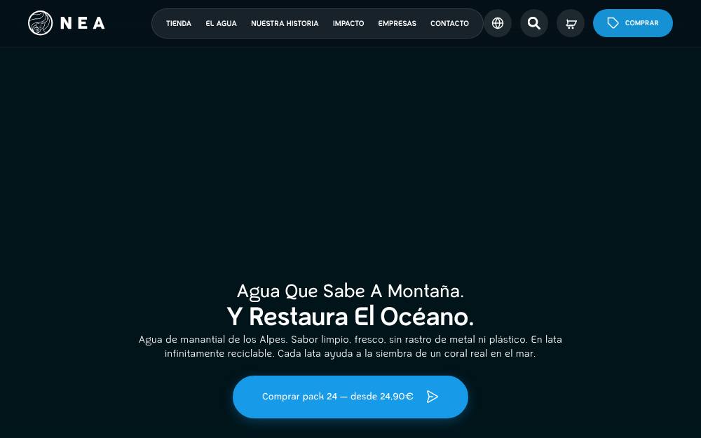 Portada de la web de Agua Nea