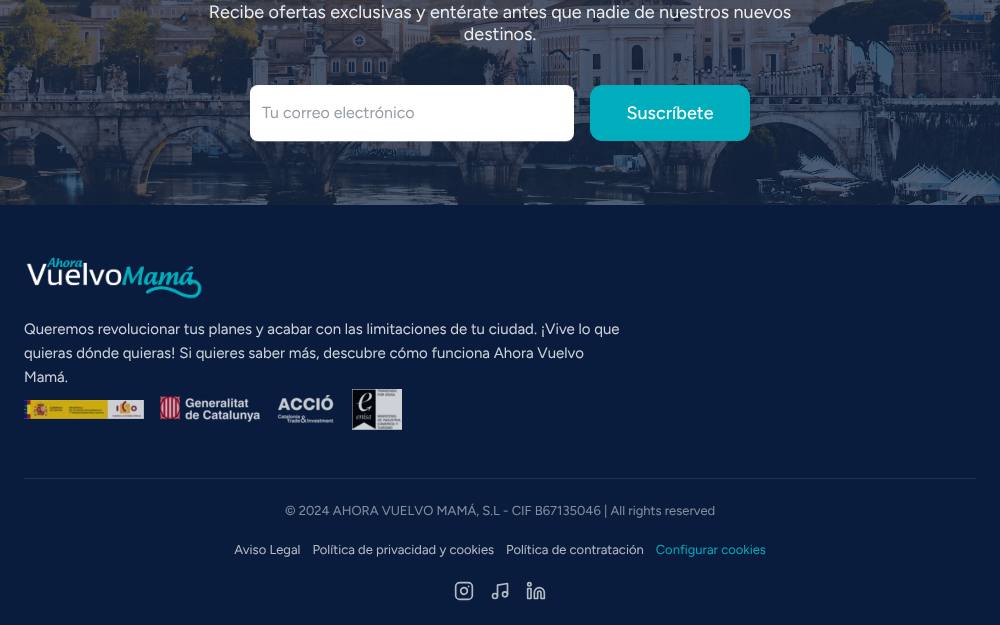 Portada de la web de Ahora Vuelvo Mama