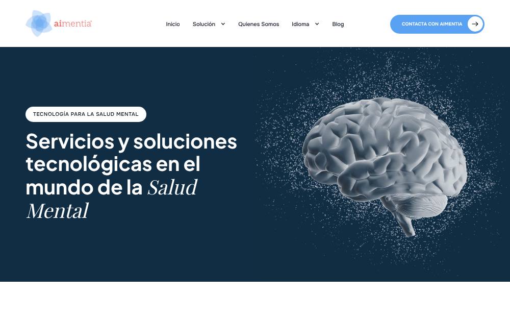 Portada de la web de Aimentia
