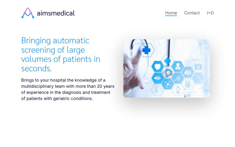 Portada de la web de Aims Medical Improving Age-Related Diagnoses With Ai Tools