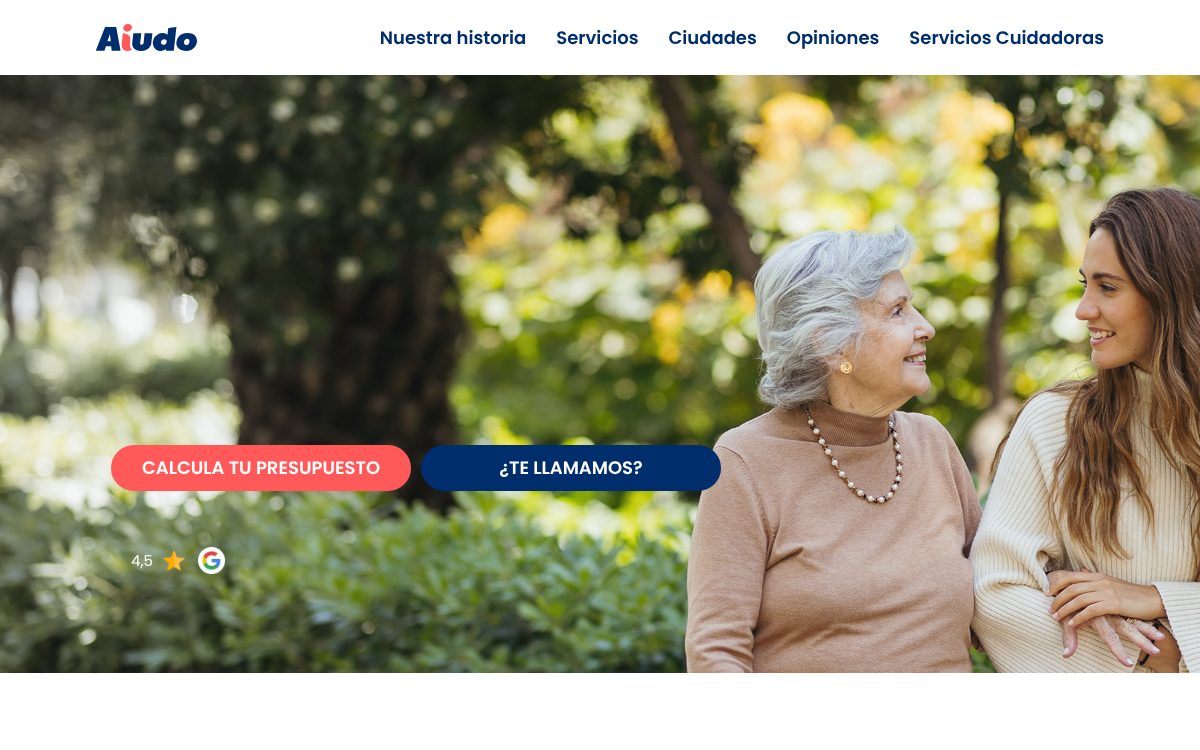 Portada de la web de Aiudo