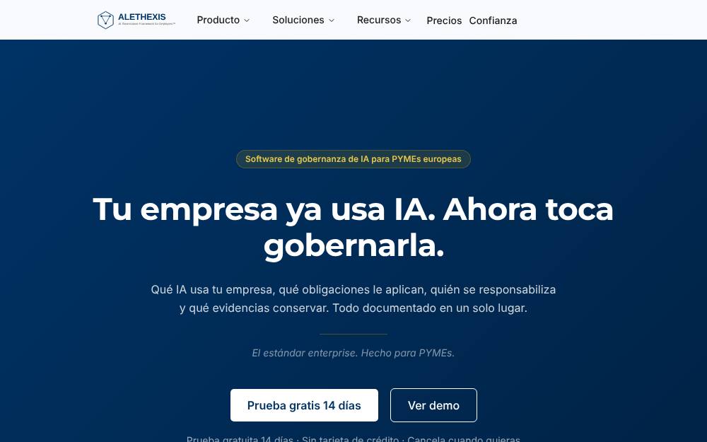 Portada de la web de Alethexis