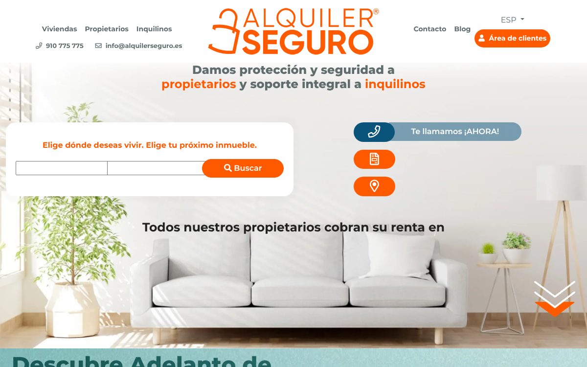 Portada de la web de Alquiler Seguro
