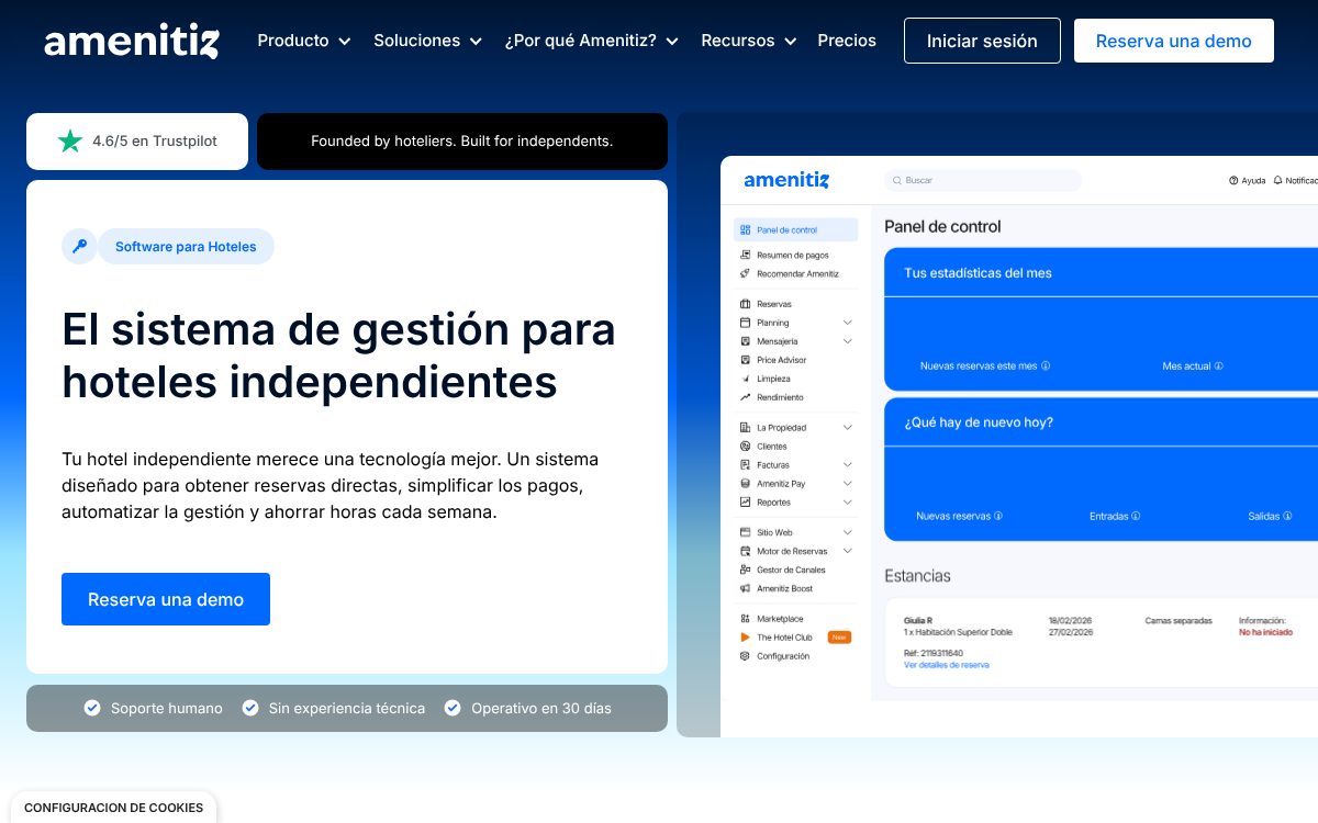 Portada de la web de Amenitiz