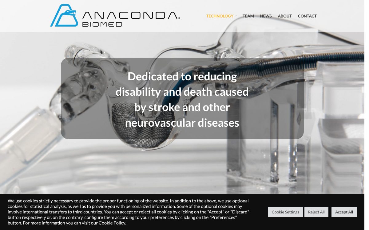 Portada de la web de Anaconda Biomed