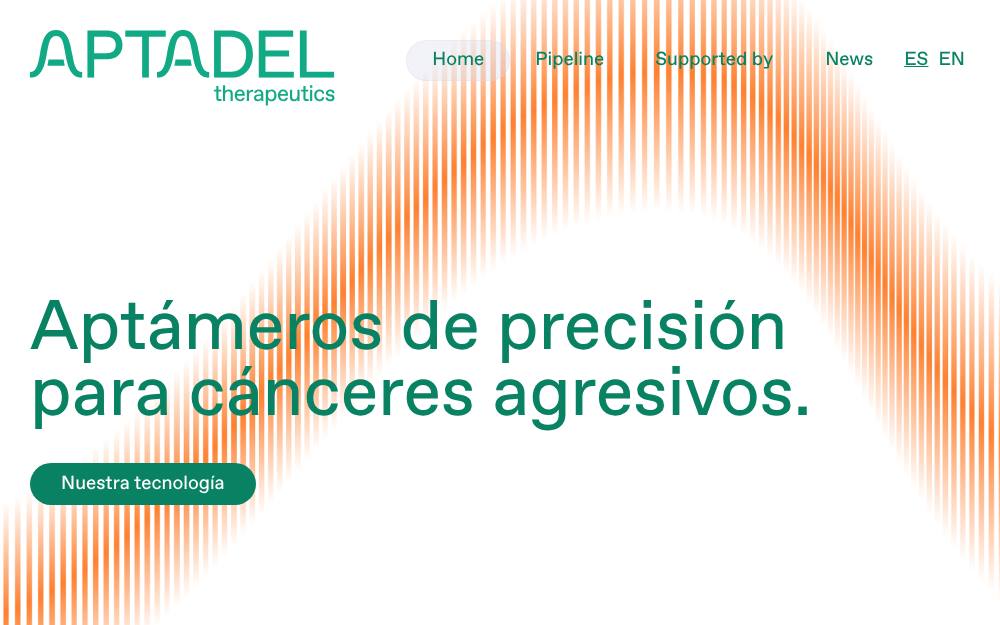 Portada de la web de Aptadel Therapeutics