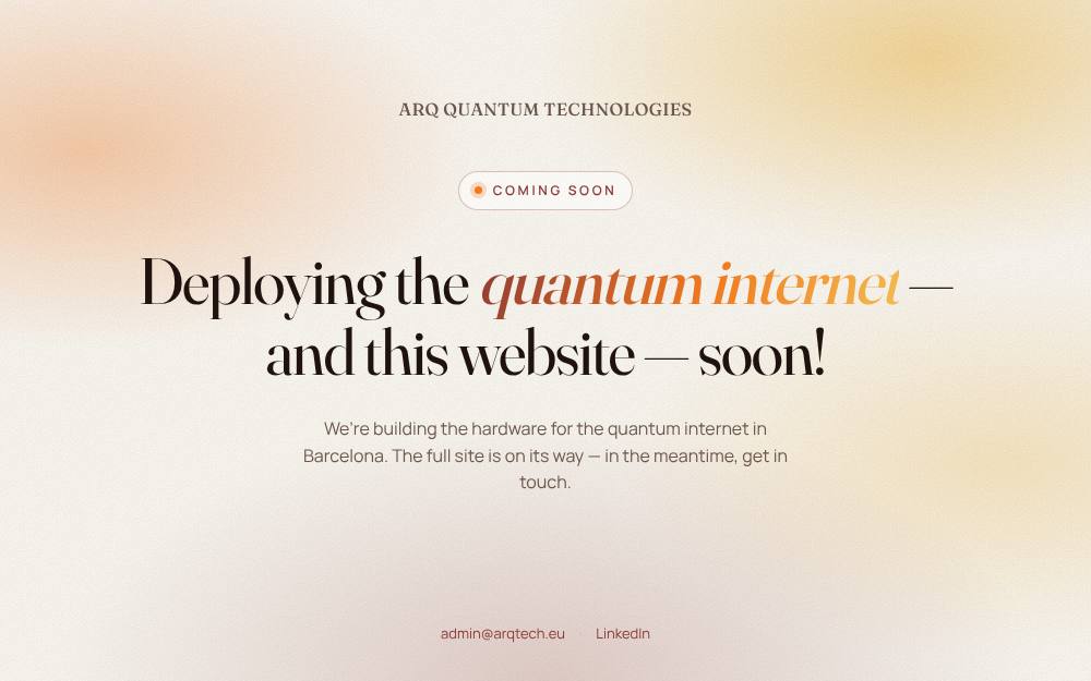 Portada de la web de Arq Quantum Technologies