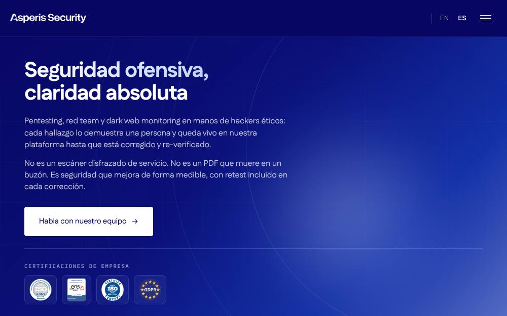 Portada de la web de Asperis