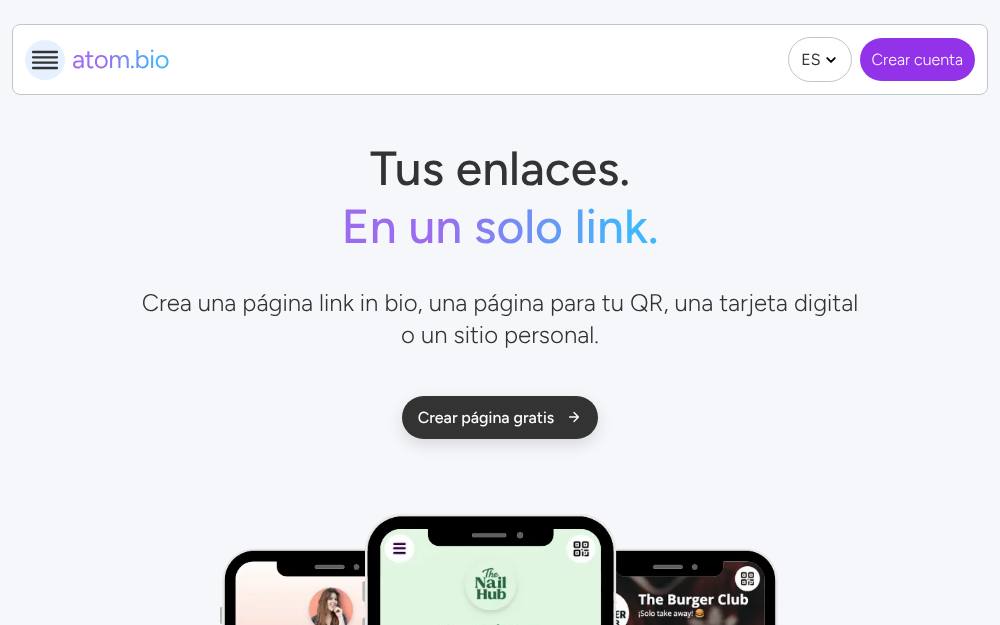 Portada de la web de Atom.Bio