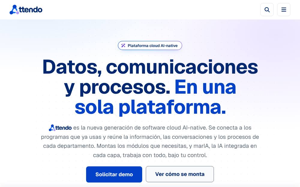 Portada de la web de Attendo