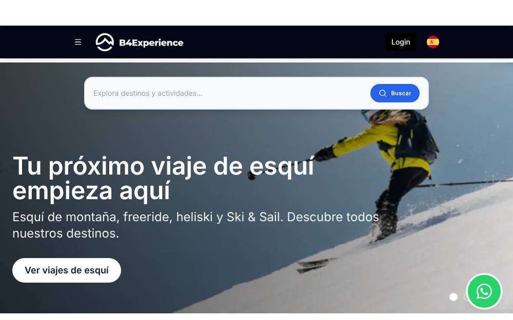 Portada de la web de B4Experience