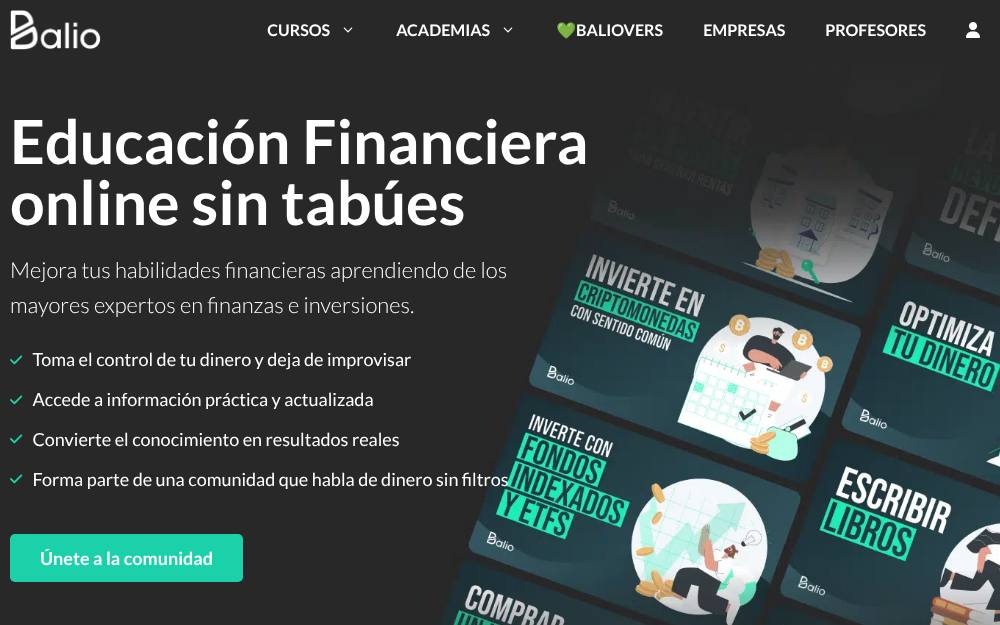 Portada de la web de Balio