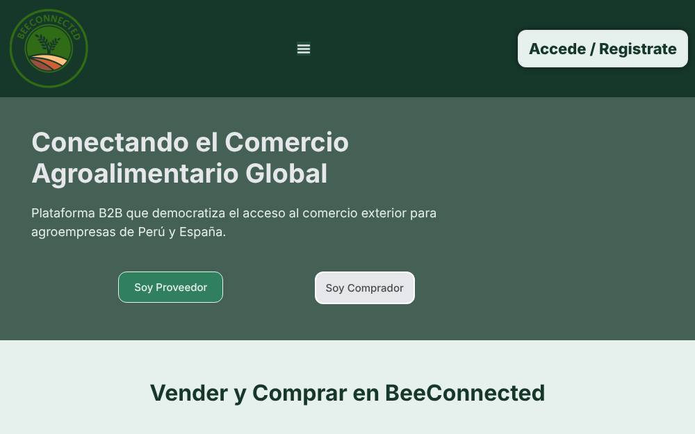 Portada de la web de Beeconnected Comex