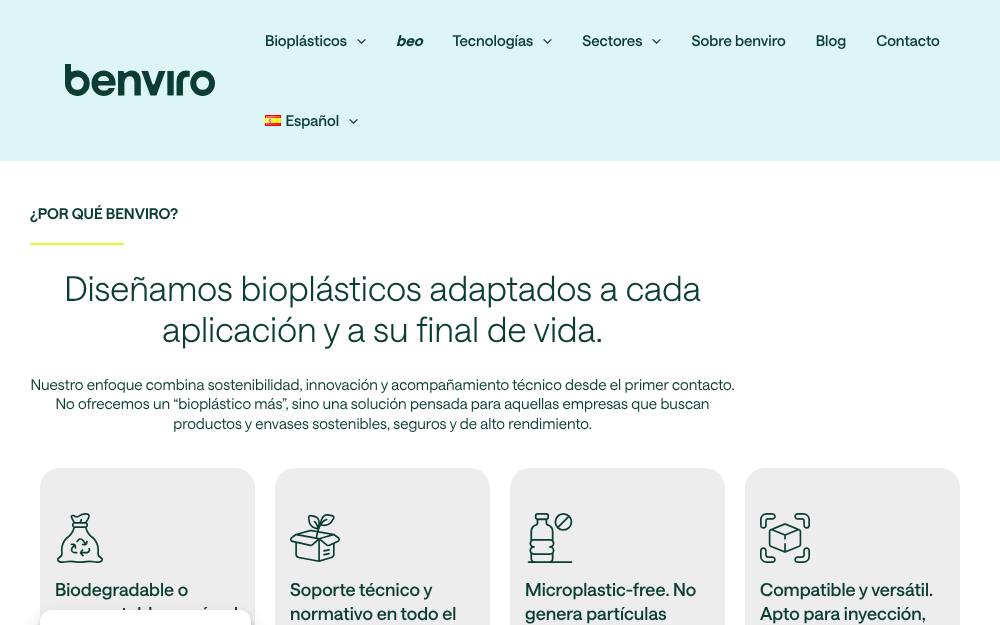 Portada de la web de Benviro