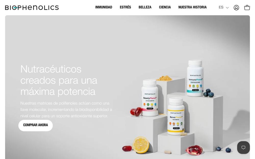 Portada de la web de Biophenolics