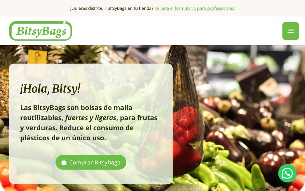 Portada de la web de Bitsybags