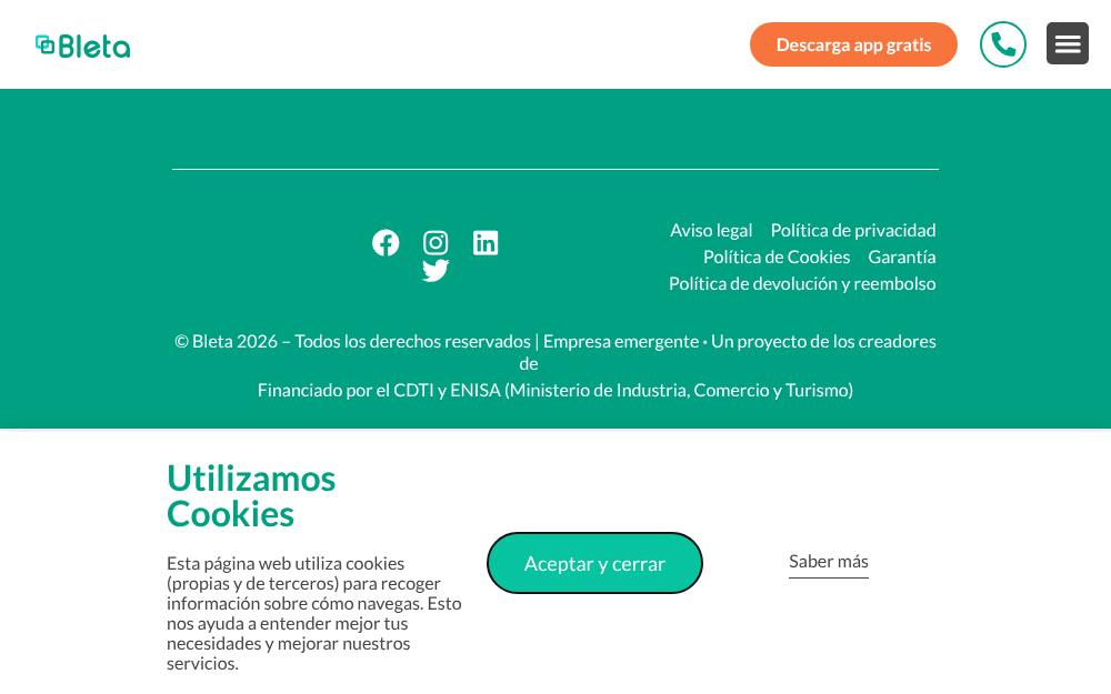 Portada de la web de Bleta