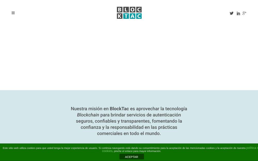 Portada de la web de Blocktac