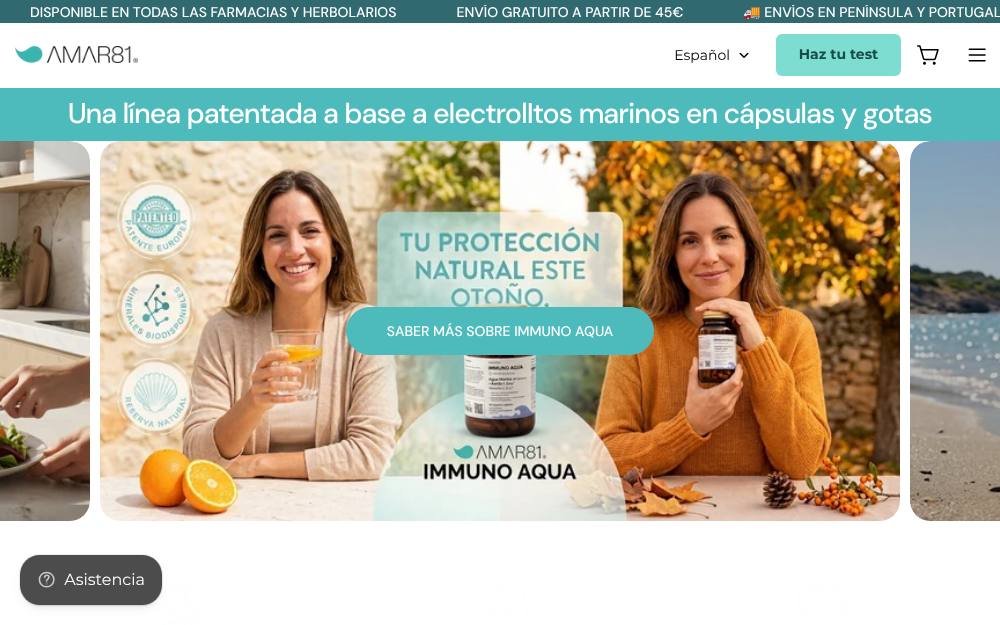 Portada de la web de Blueoceanutrition