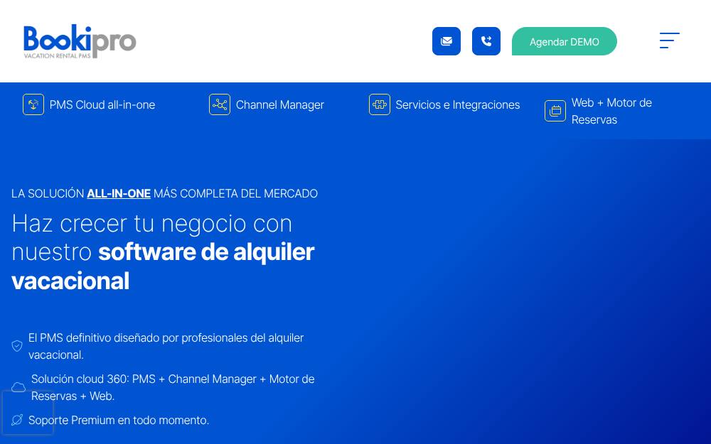 Portada de la web de Bookipro