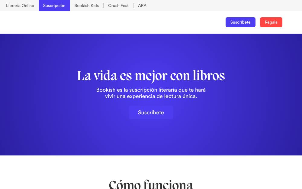 Portada de la web de Bookish
