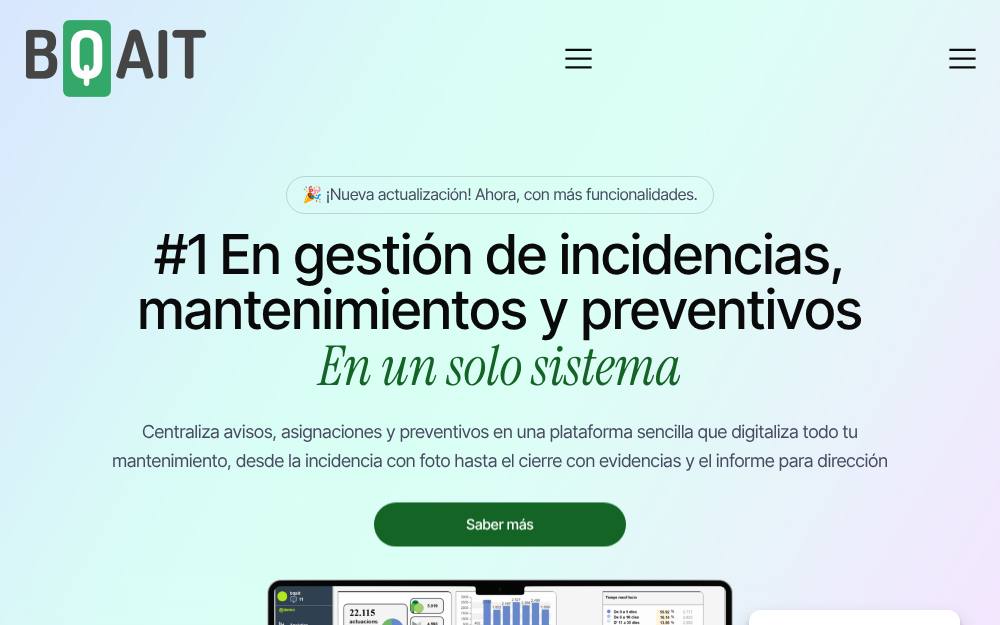 Portada de la web de Bqait Smart Sl