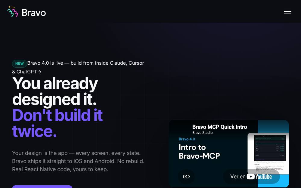 Portada de la web de Bravo Studio