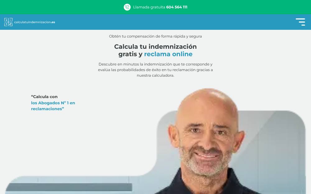 Portada de la web de Calculatuindemnizacion