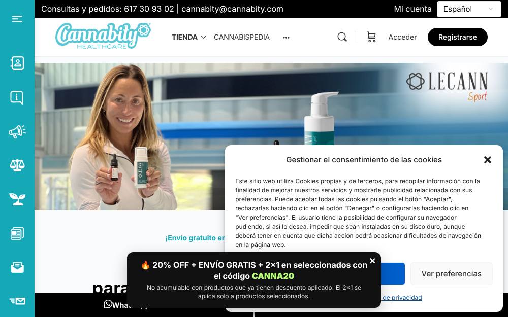 Portada de la web de Cannabity