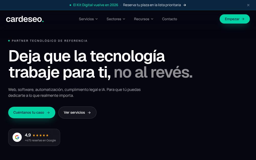 Portada de la web de Cardeseo