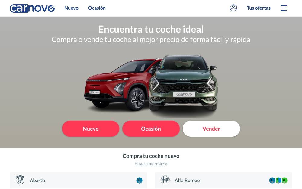 Portada de la web de Carnovo