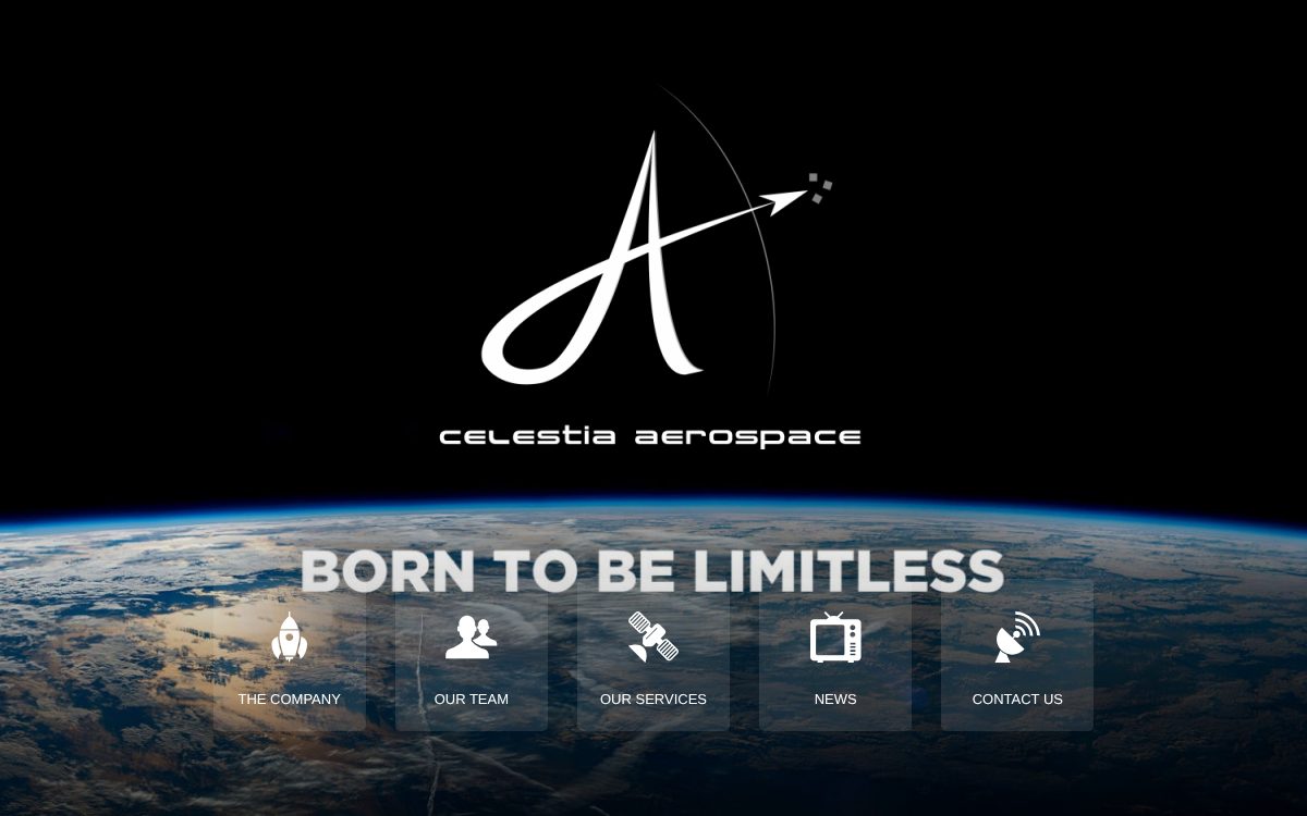 Portada de la web de Celestia Aerospace