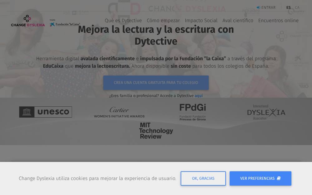 Portada de la web de Change Dyslexia