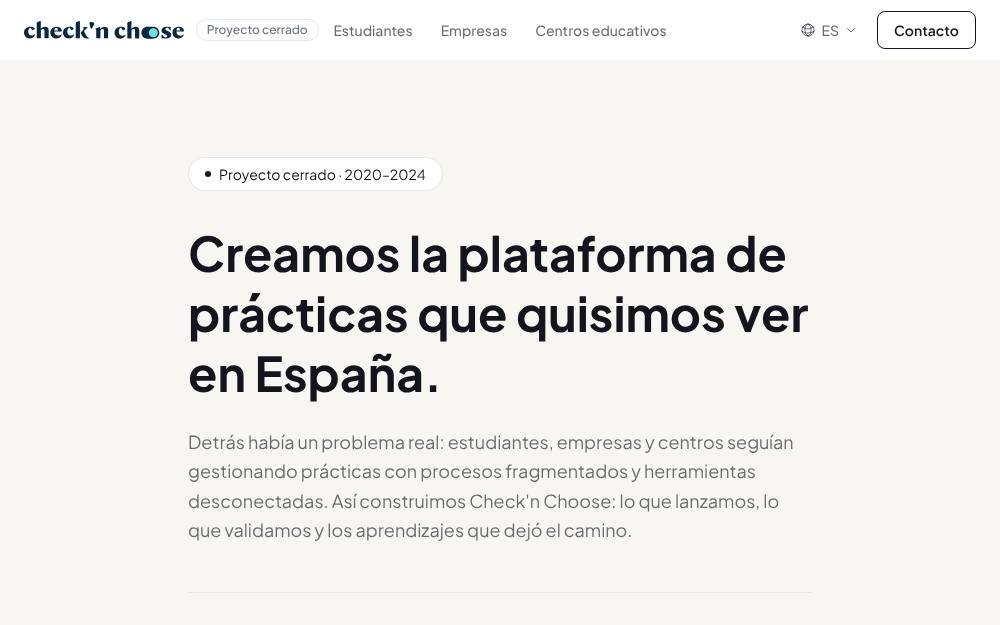 Portada de la web de Check'N Choose