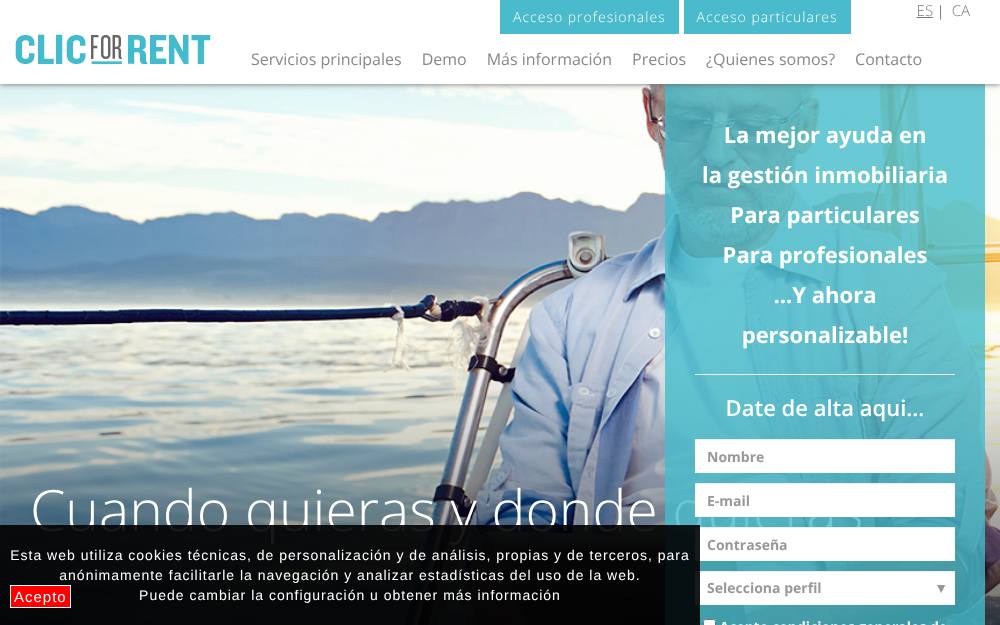 Portada de la web de Clic For Rent