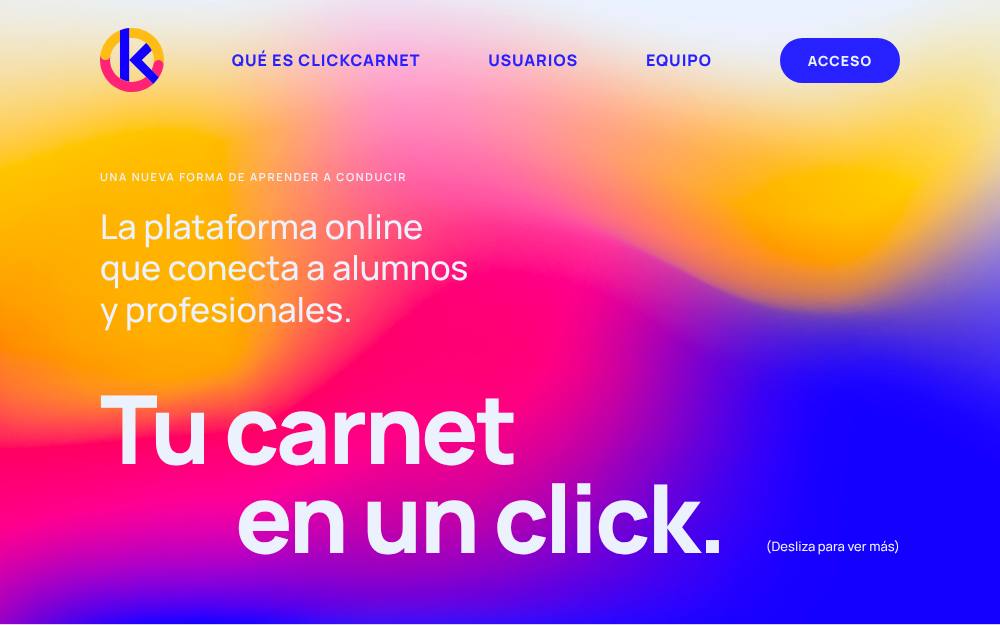 Portada de la web de Clickcarnet