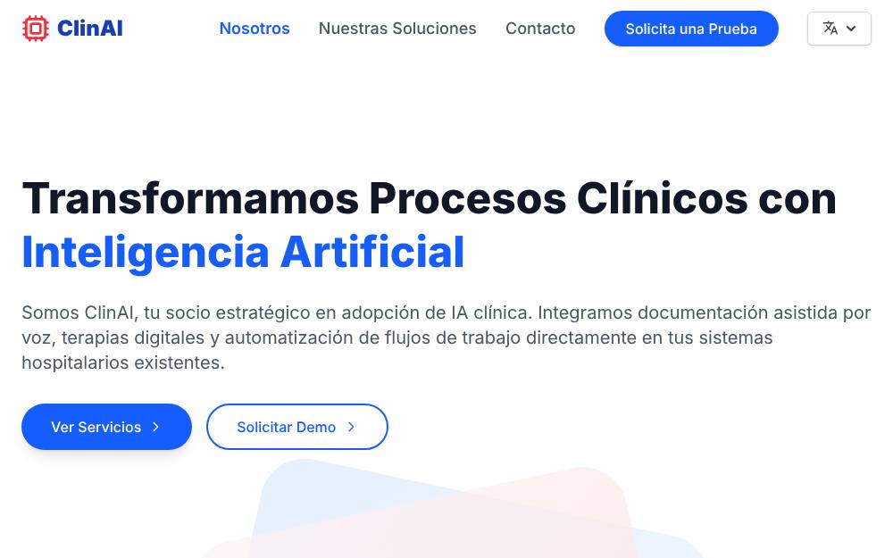 Portada de la web de Clinai