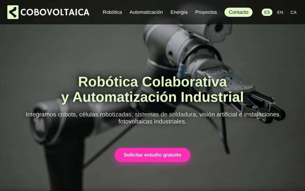 Portada de la web de Cobovoltaica