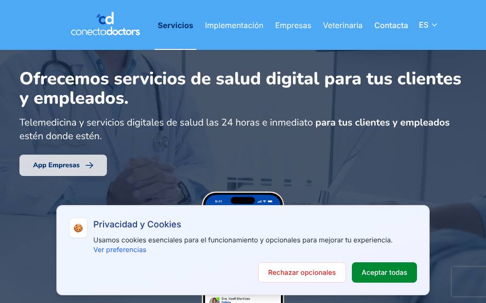 Portada de la web de Conecta Doctors