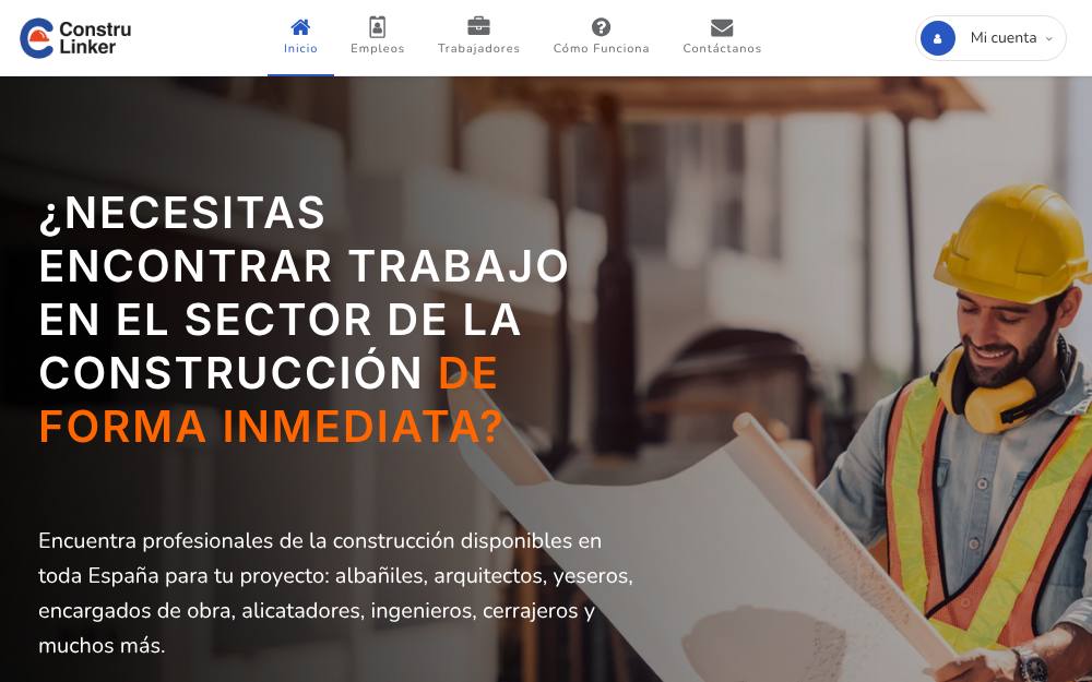 Portada de la web de Construlinker