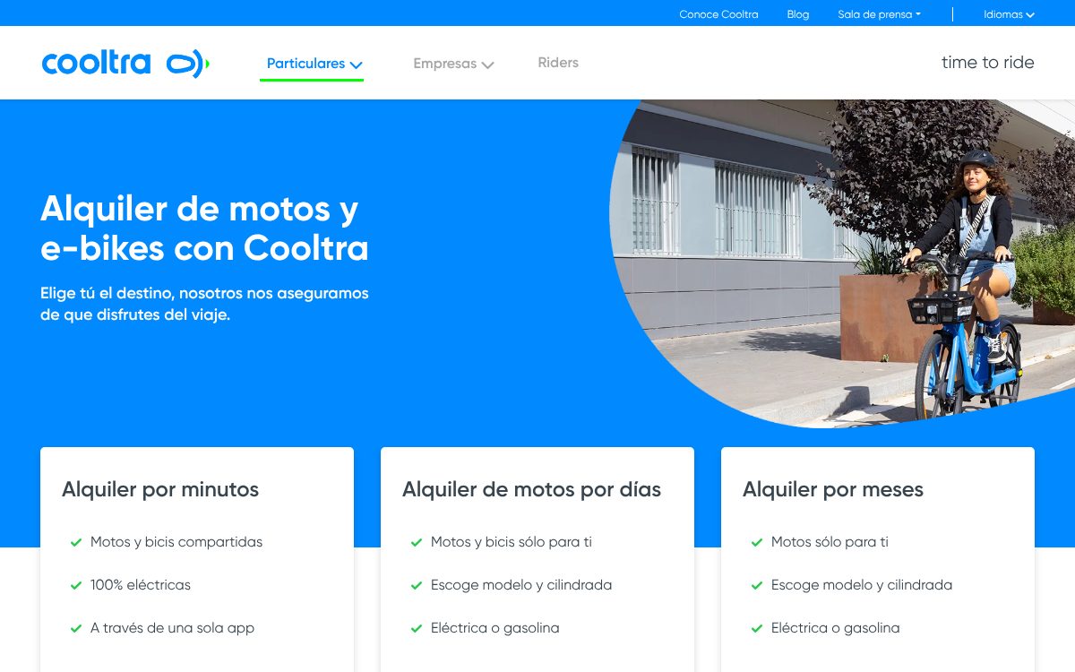 Portada de la web de Cooltra