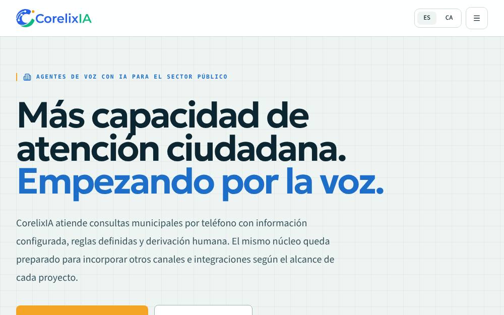 Portada de la web de Corelixia