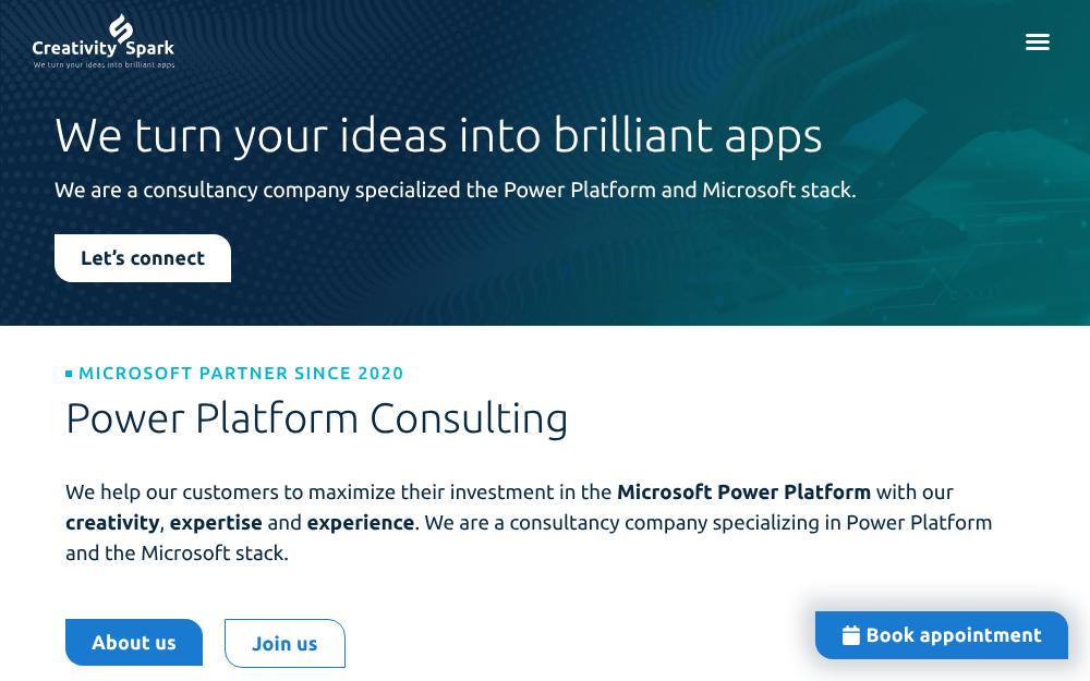 Portada de la web de Creativity Spark
