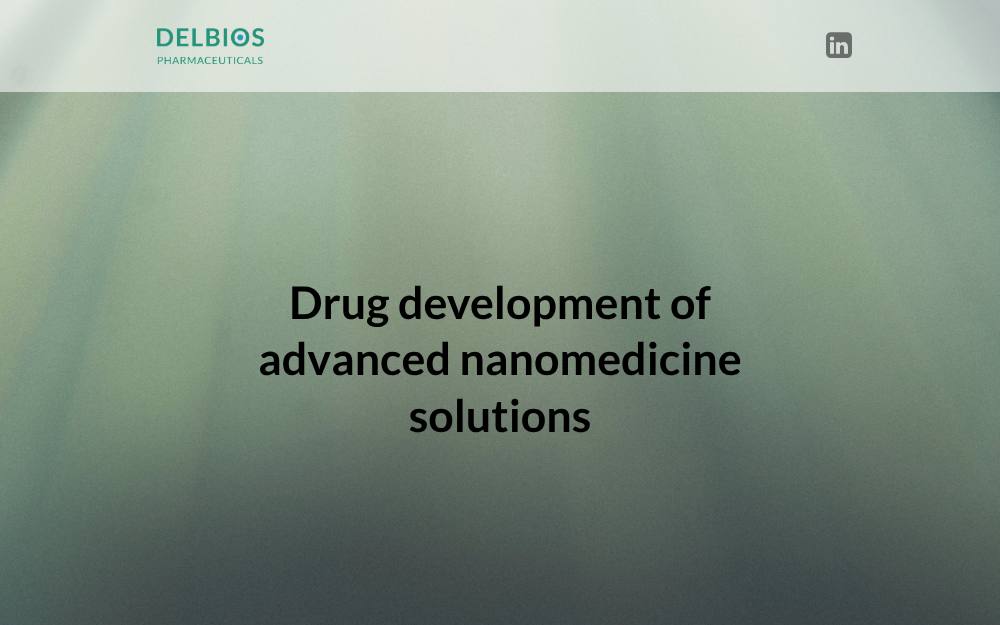 Portada de la web de Delbios Pharmaceuticals