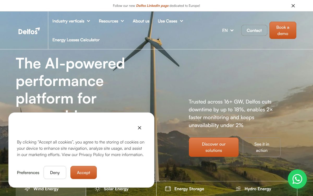 Portada de la web de Delfos Energy Sl
