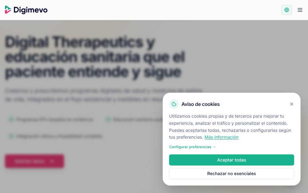 Portada de la web de Digimevo