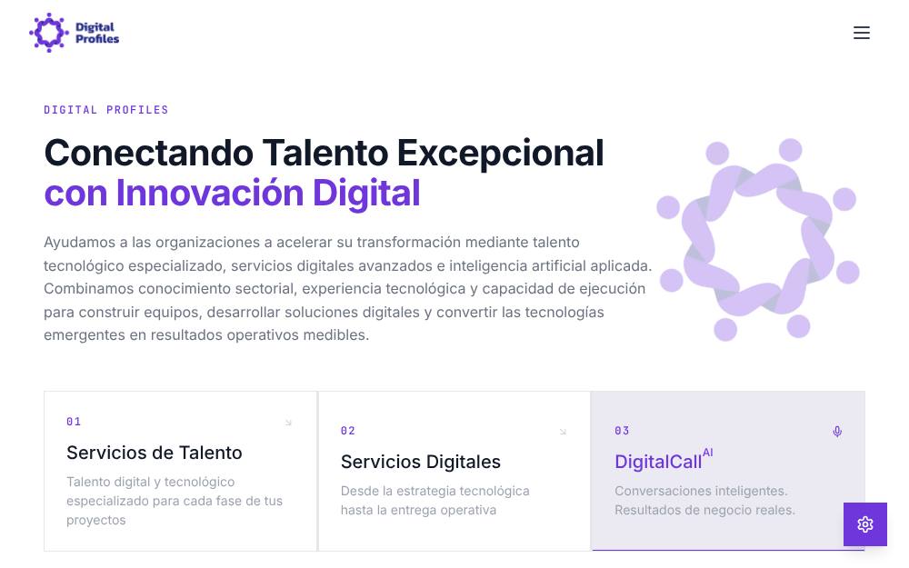 Portada de la web de Digital Profiles