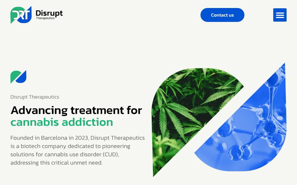 Portada de la web de Disrupttherapeutics